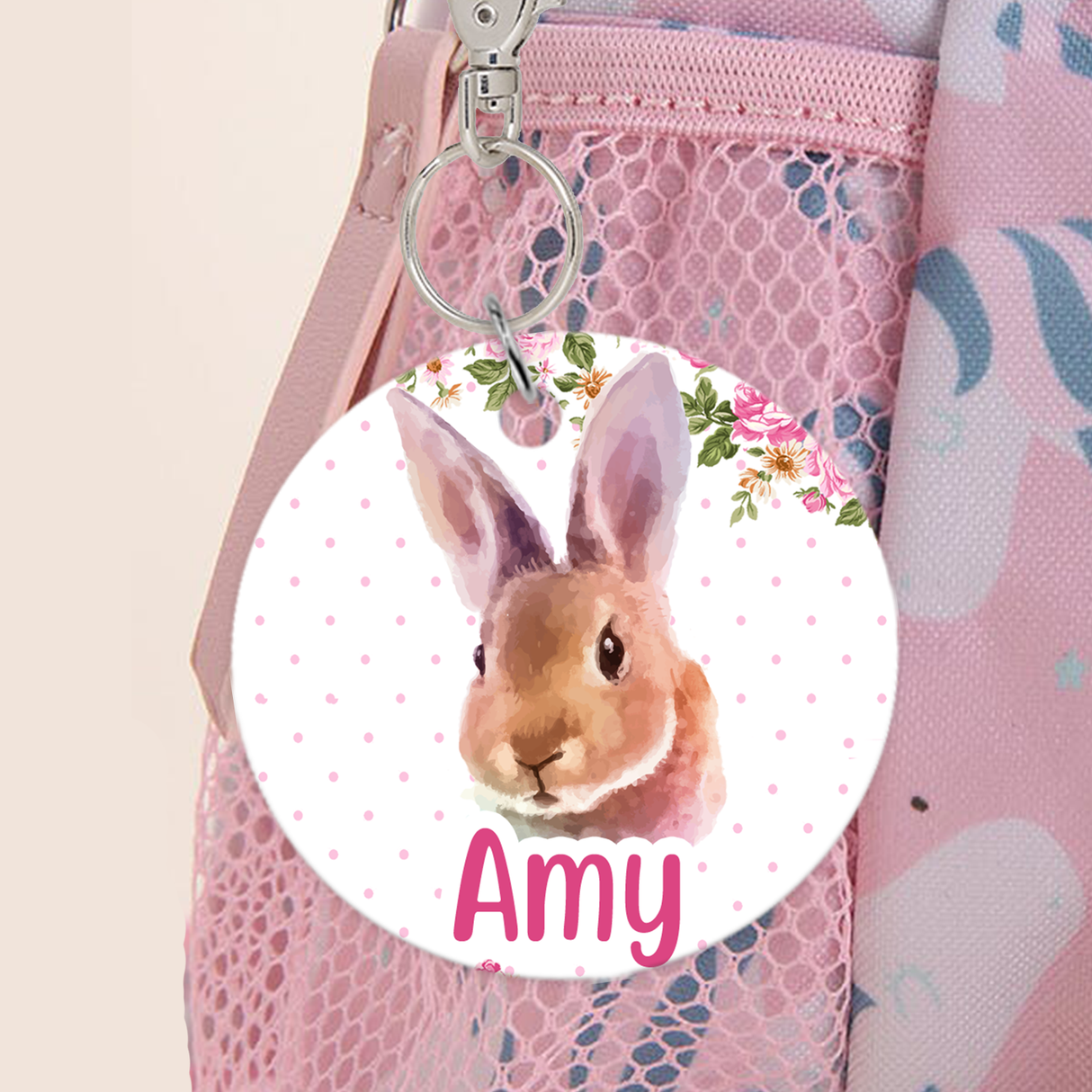 Watercolour Bunny Bag Tag