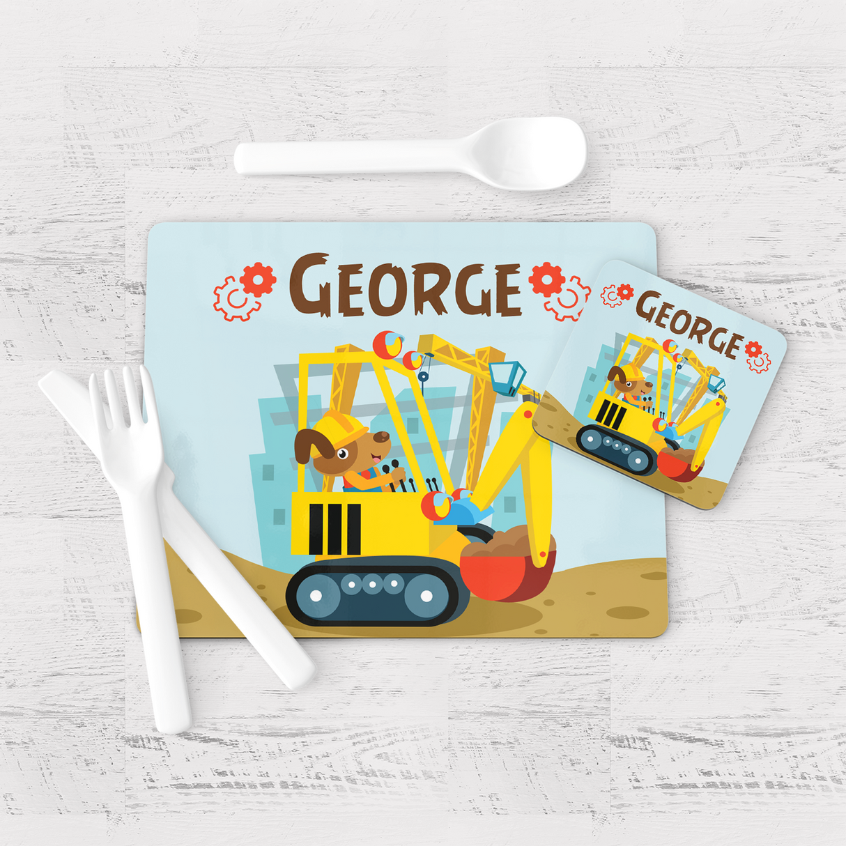 Construction Digger Placemat & Coaster