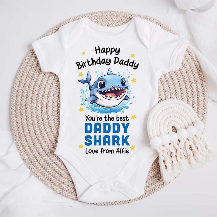 Happy Birthday You're The Best Shark Baby Grow
