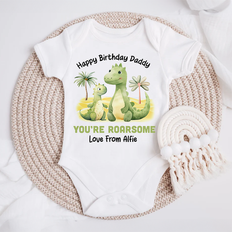 Happy Birthday You're Roarsome Baby Grow