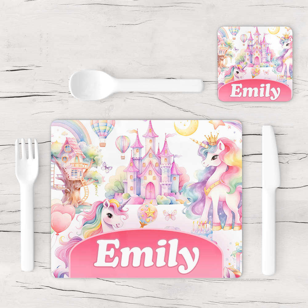 Personalised Magical Unicorn Placemat & Coaster
