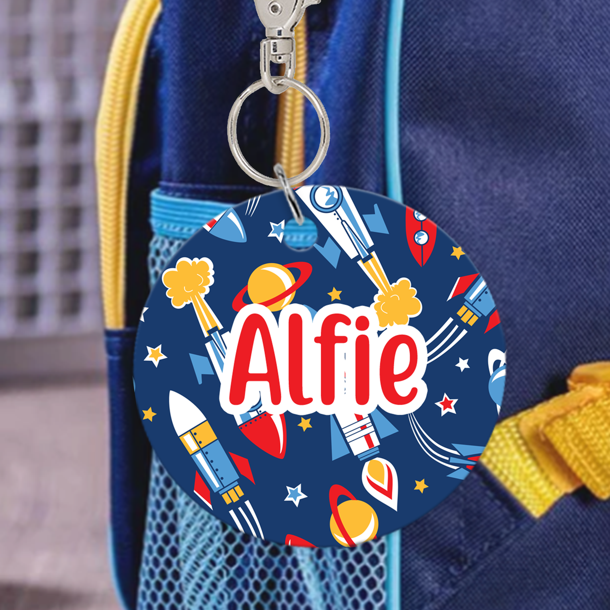 Space Rocket Bag Tag