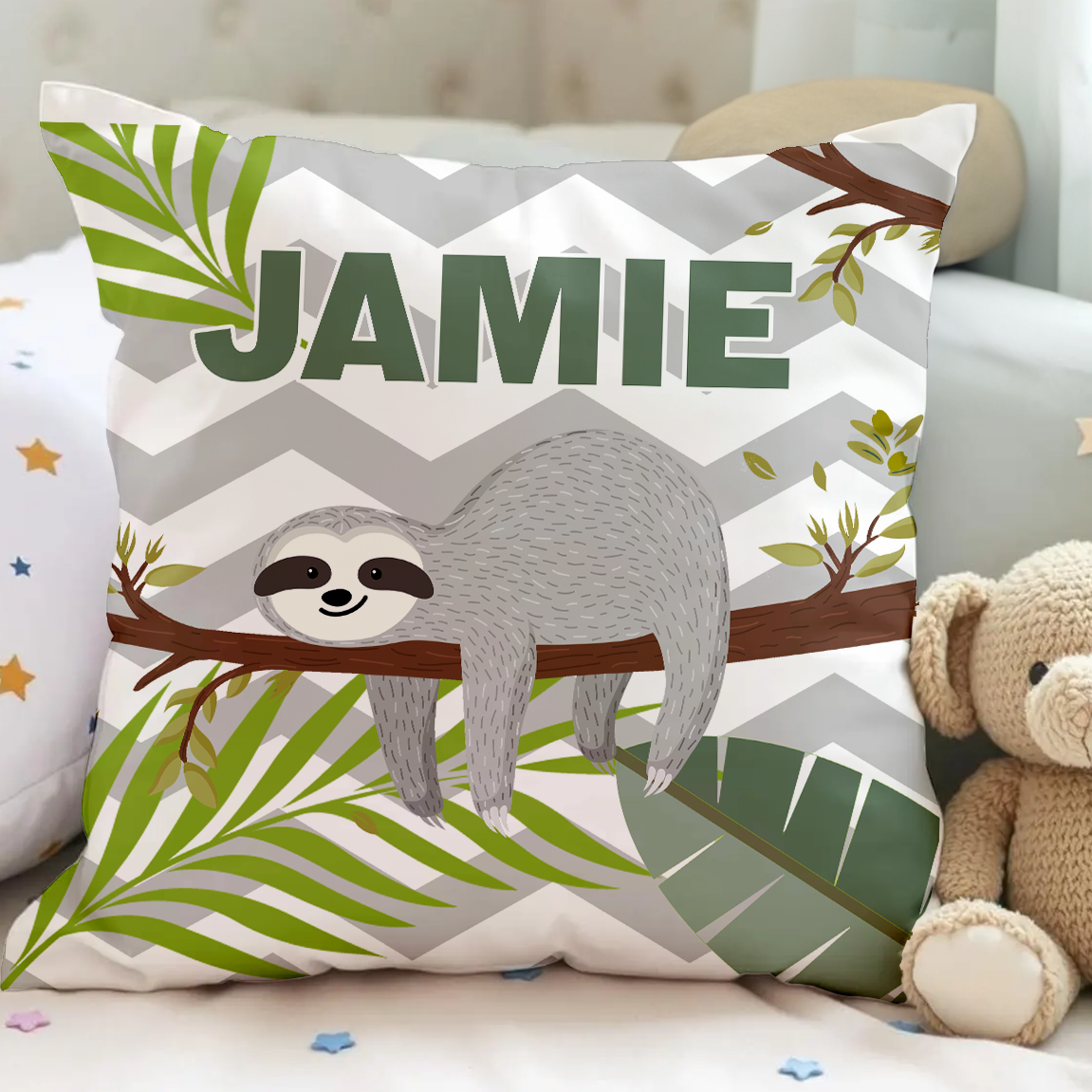Personalised Sloth Cushion - Kids Custom Pillow