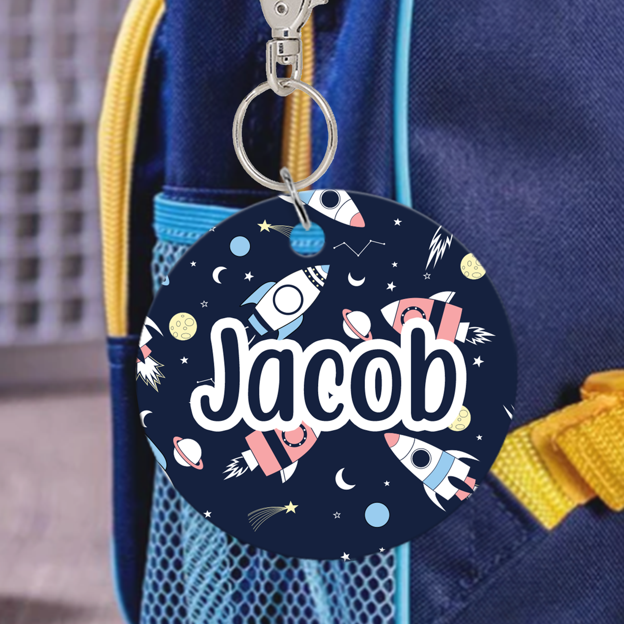 Space Rocket Bag Tag