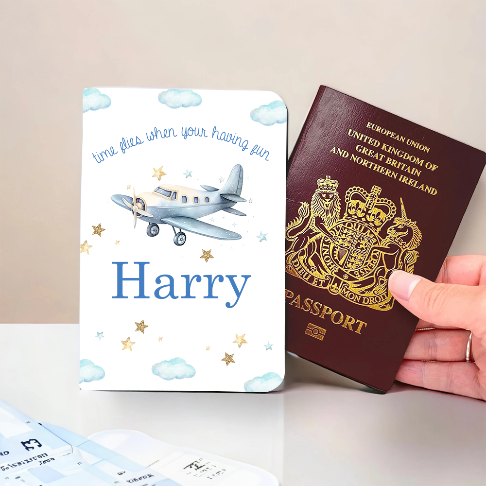 Time Flies Aeroplane Boys Passport Holder