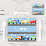 Personalised Cars Transport Placemat & Coaster