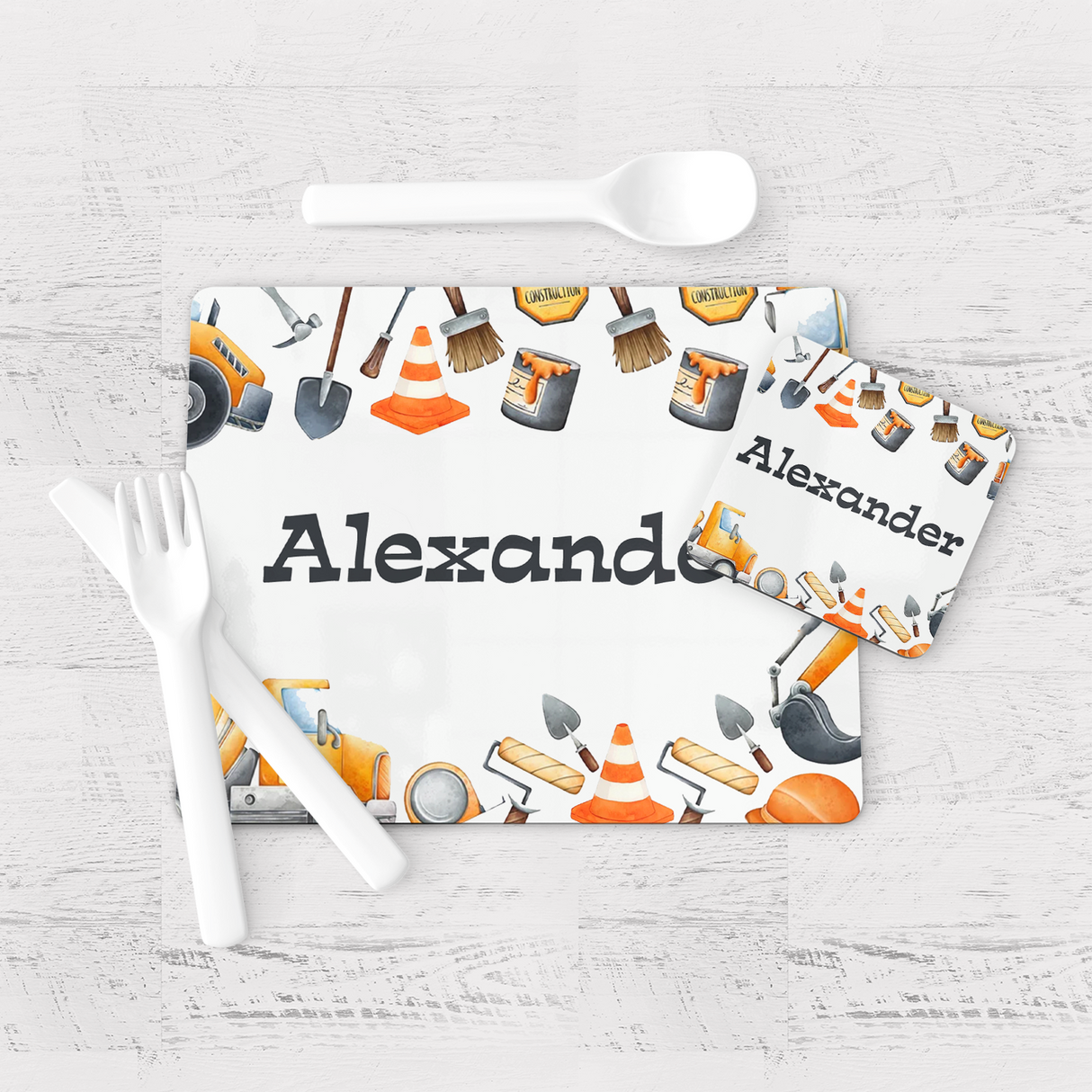 Construction Diggers Placemat & Coaster