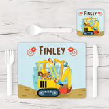 Personalised Construction Digger Placemat & Coaster