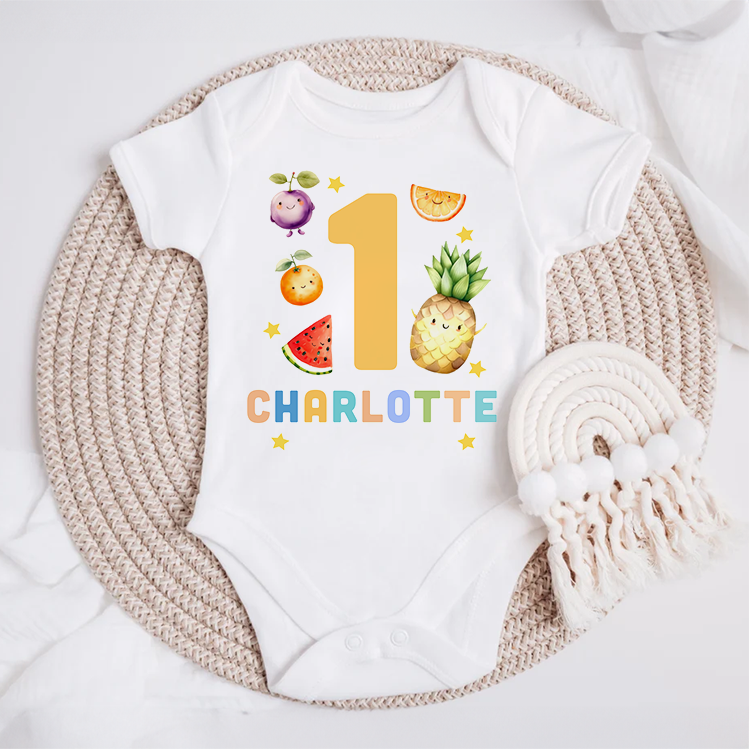 Dancing Fruit 1st Birthday Baby Grow