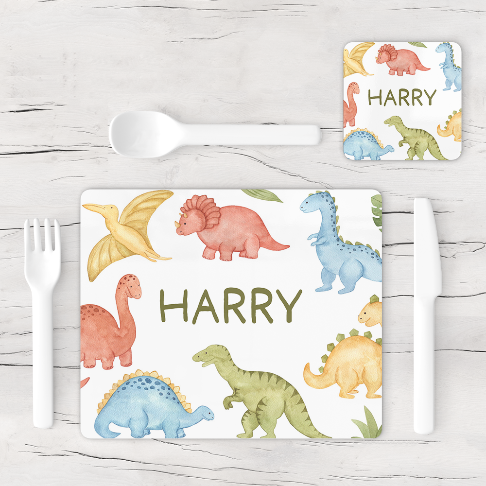 Personalised Dinosaur Placemat & Coaster
