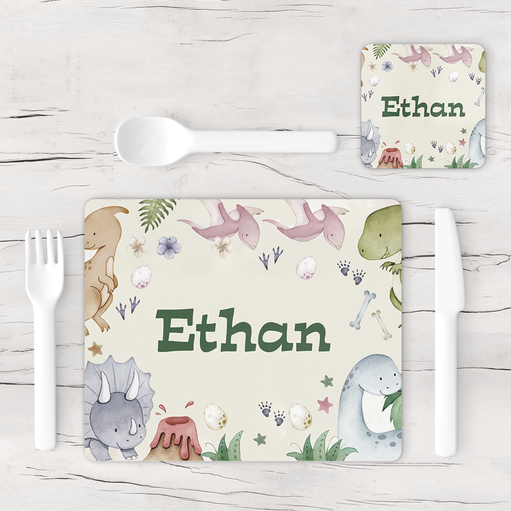 Personalised Dinosaur Placemat & Coaster