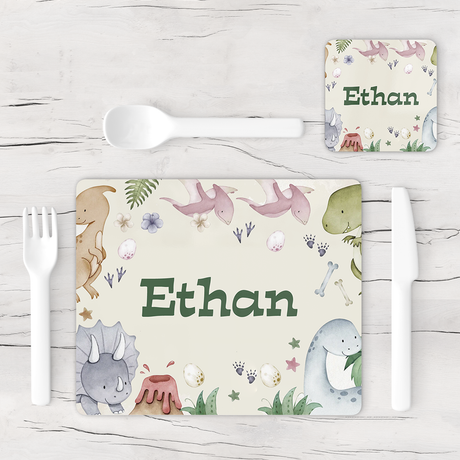 Personalised Dinosaur Placemat & Coaster