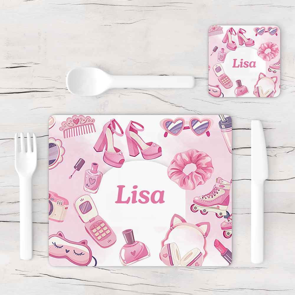 Personalised Little Fashionista Placemat & Coaster