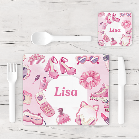 Personalised Little Fashionista Placemat & Coaster