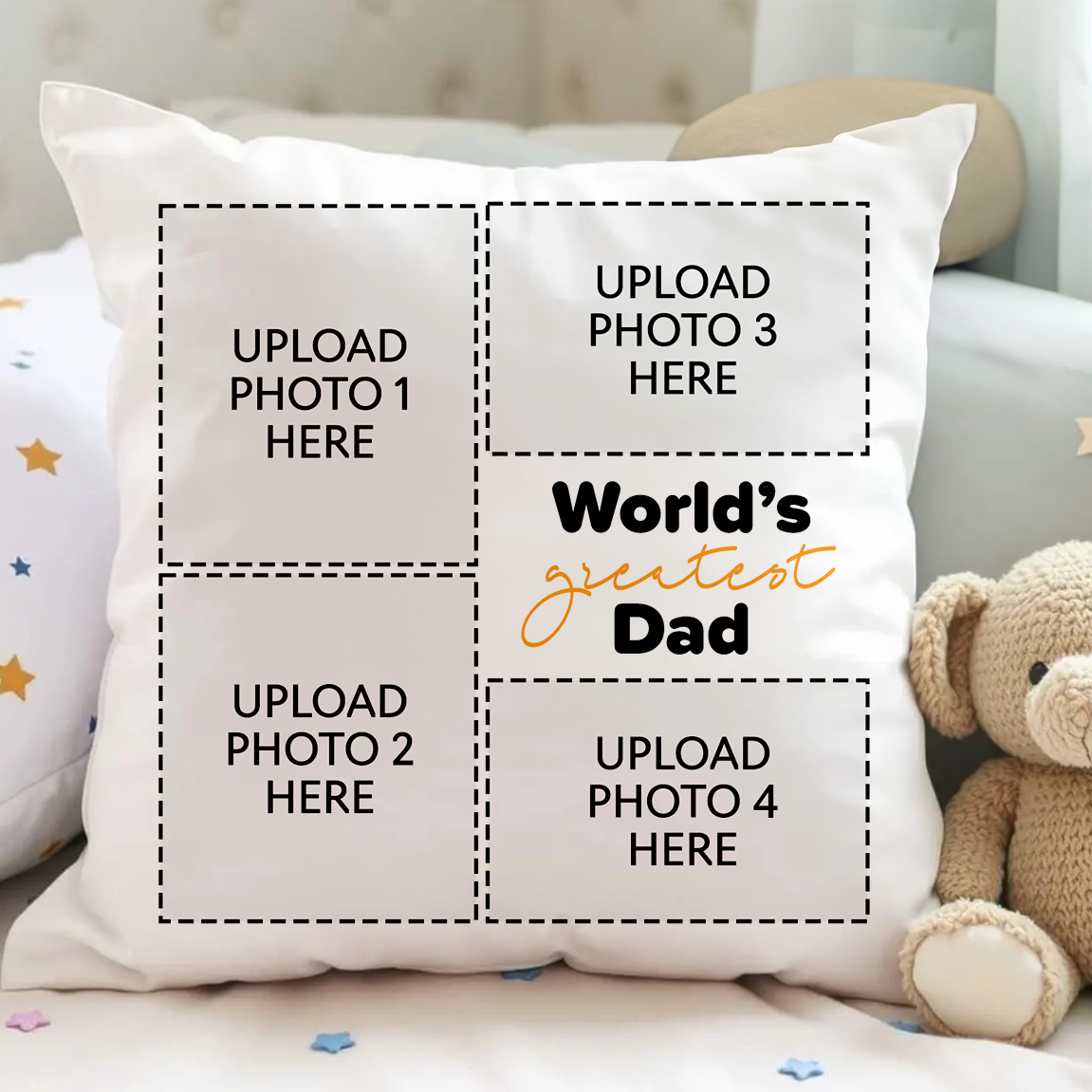 Personalised World's Greatest Dad Photo Upload Cushion