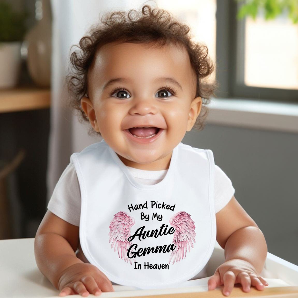 Handpicked By My In Heaven Pink Wings Baby Bib