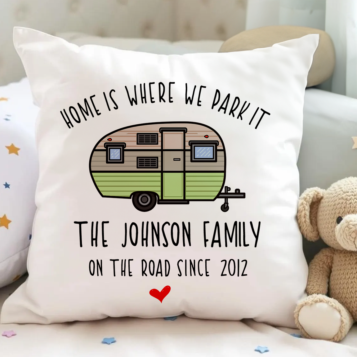 Personalised Home Is Where We Park It Cushion