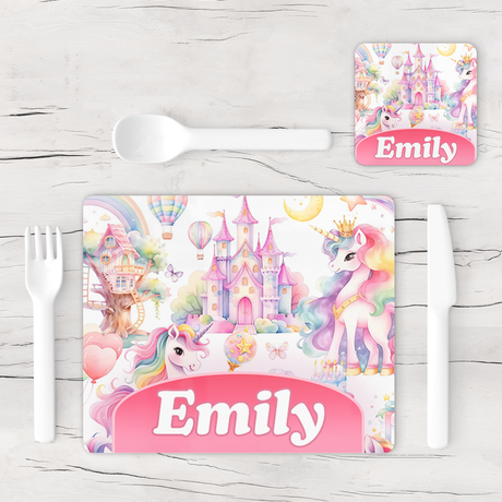 Personalised Magical Unicorn Placemat & Coaster