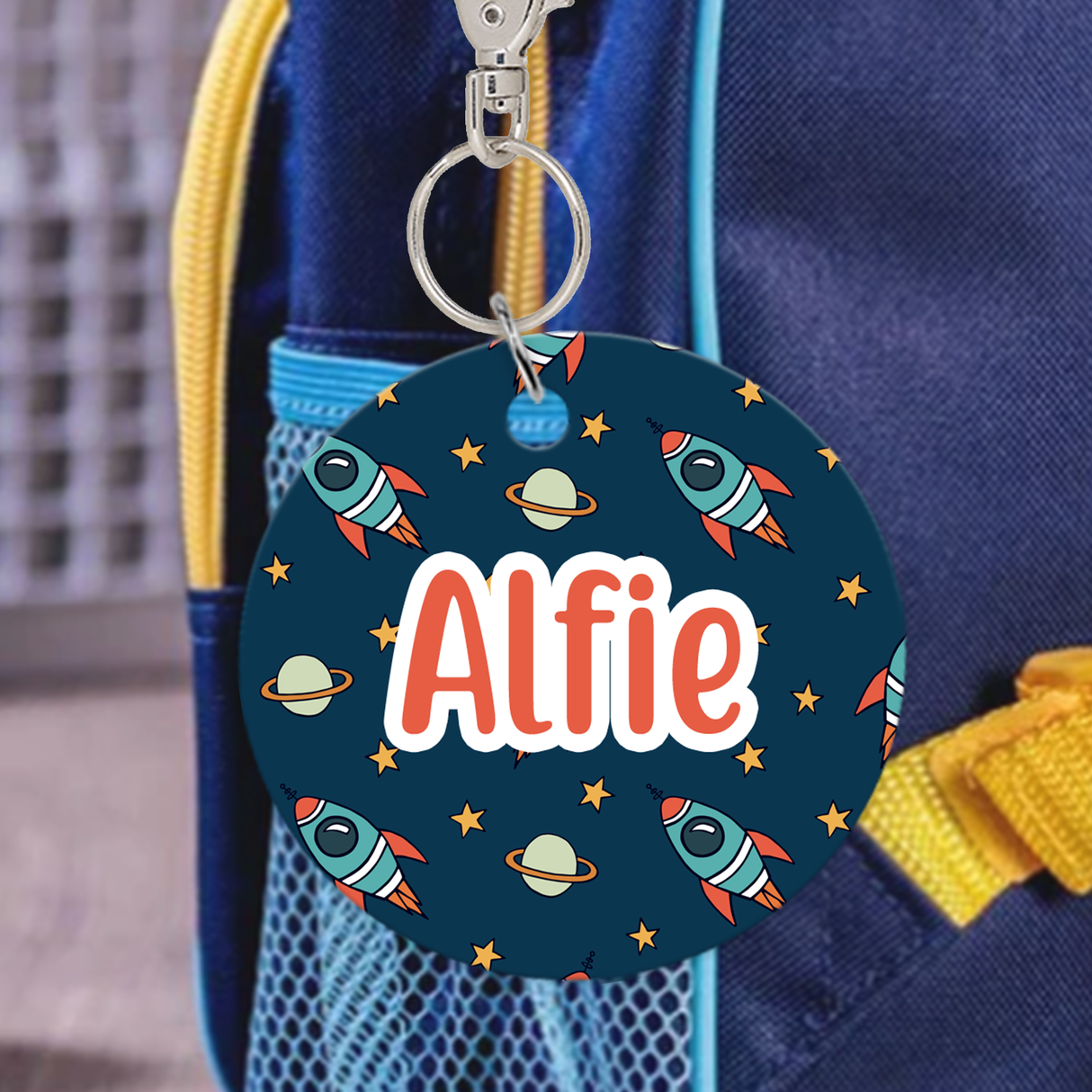 Space Rocket Bag Tag
