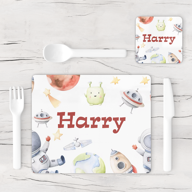 Personalised Space Astronaut Placemat & Coaster