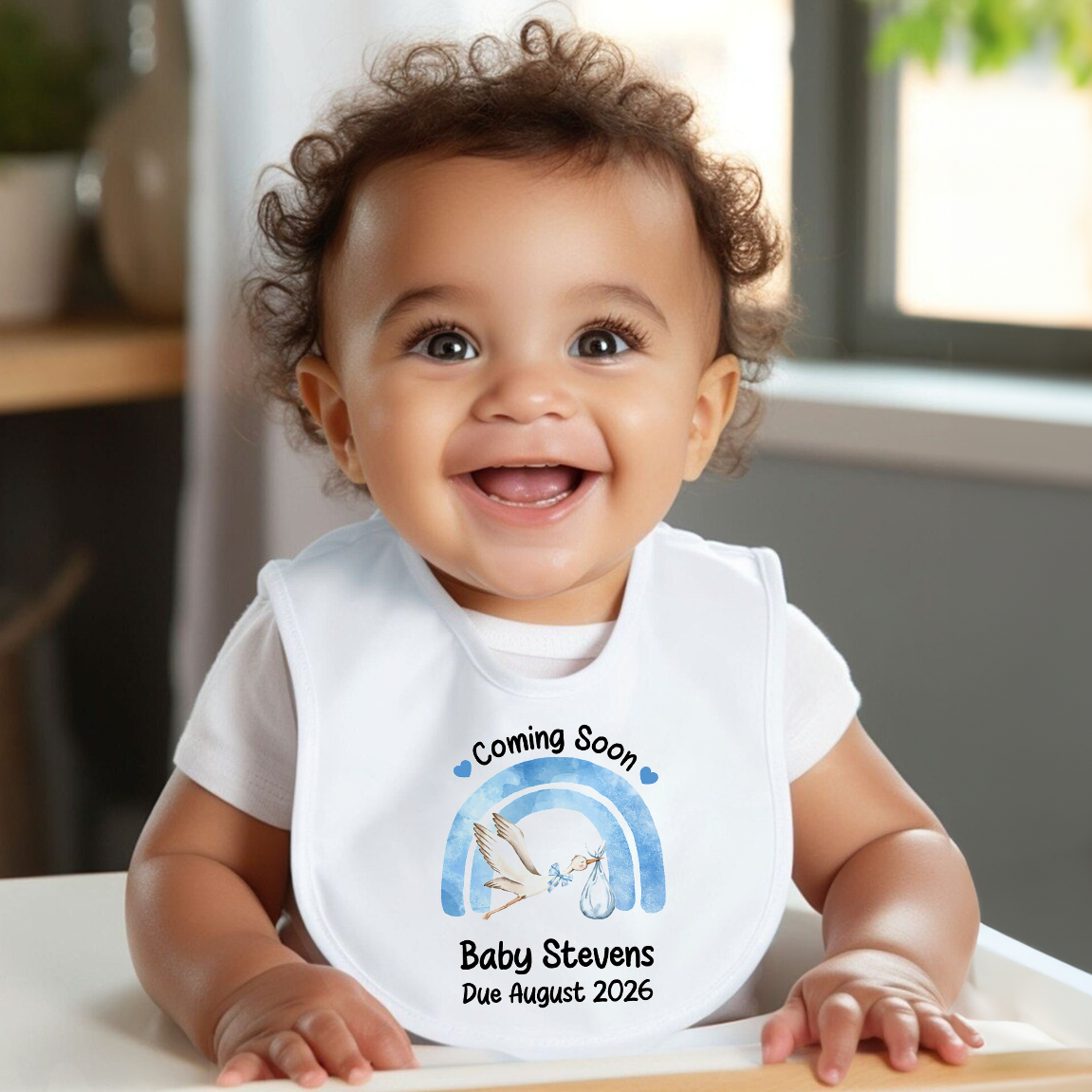 Blue Stork New Baby Coming Soon Baby Bib