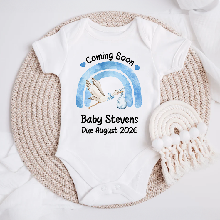 Blue Stork New Baby Coming Soon Baby Grow
