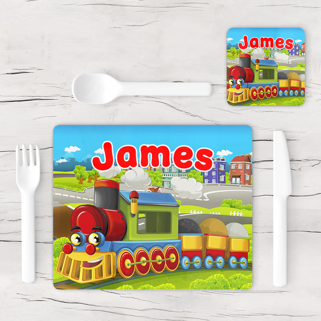 Personalised Train Placemat & Coaster